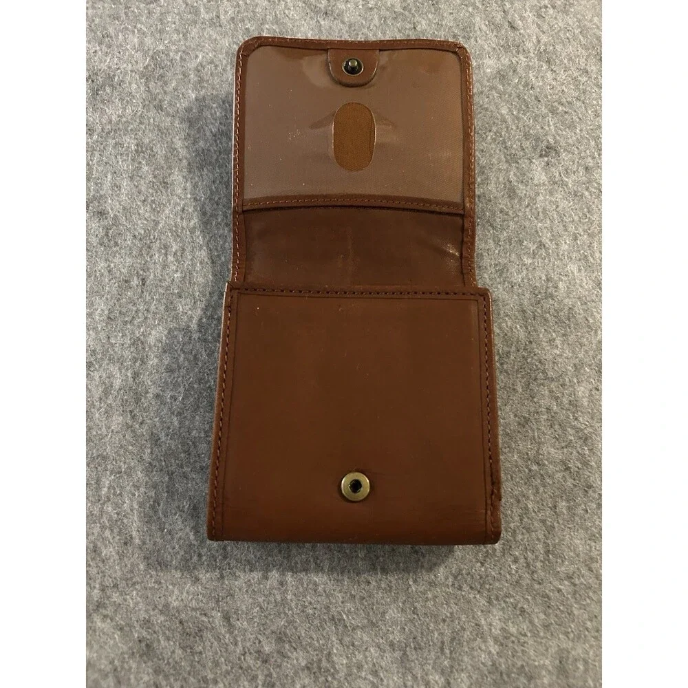 Fossil Leather Trifold Classic Tan Brown Wallet ID Window Card Slots